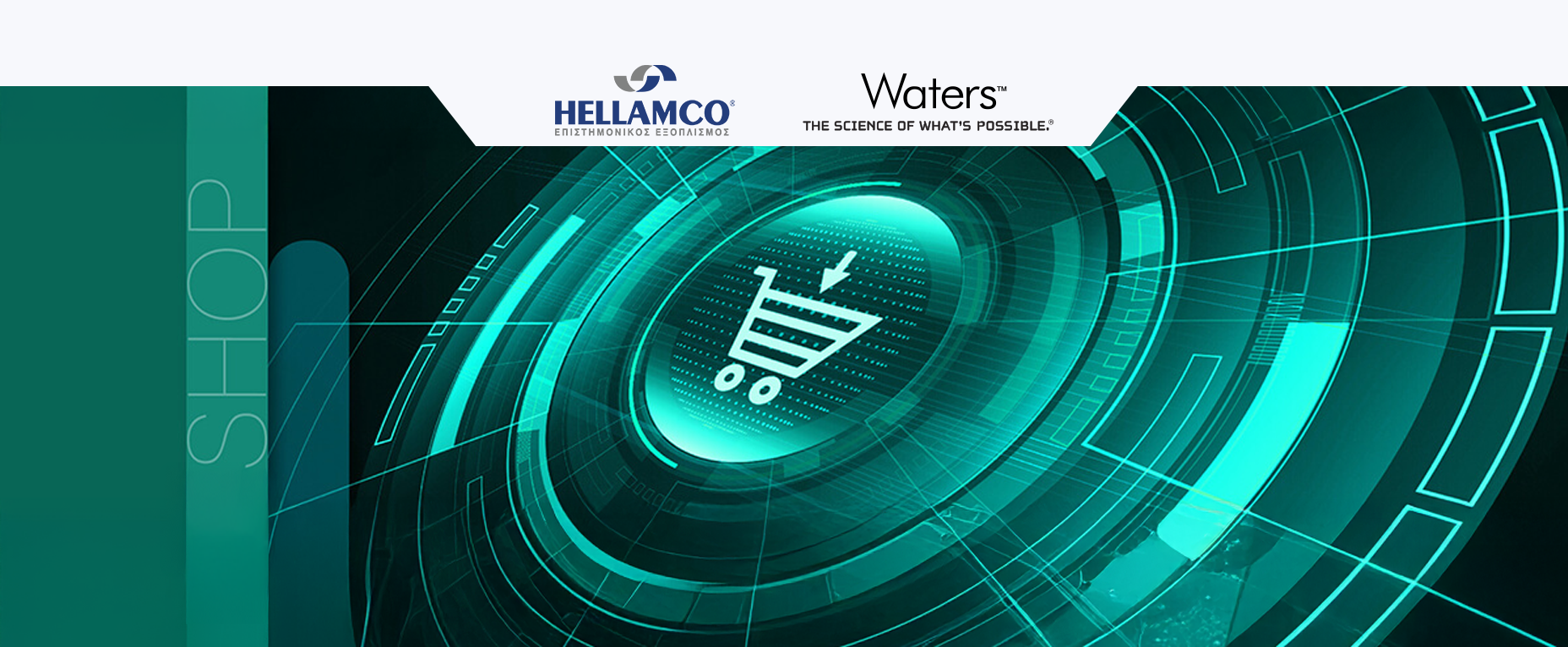 Image of a futuristic shopping cart icon.