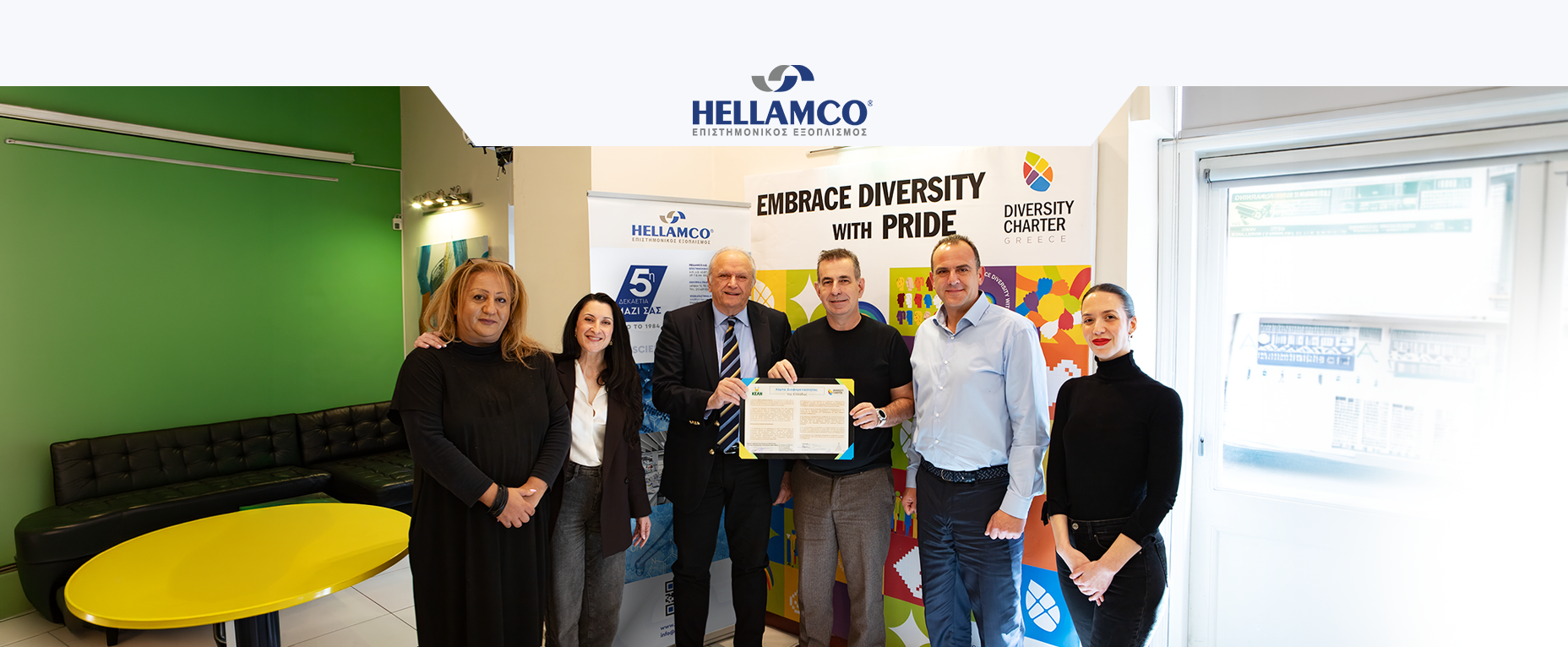 HELLAMCO & Diversity Charter Greece teams hold the signed Diversity Charter.